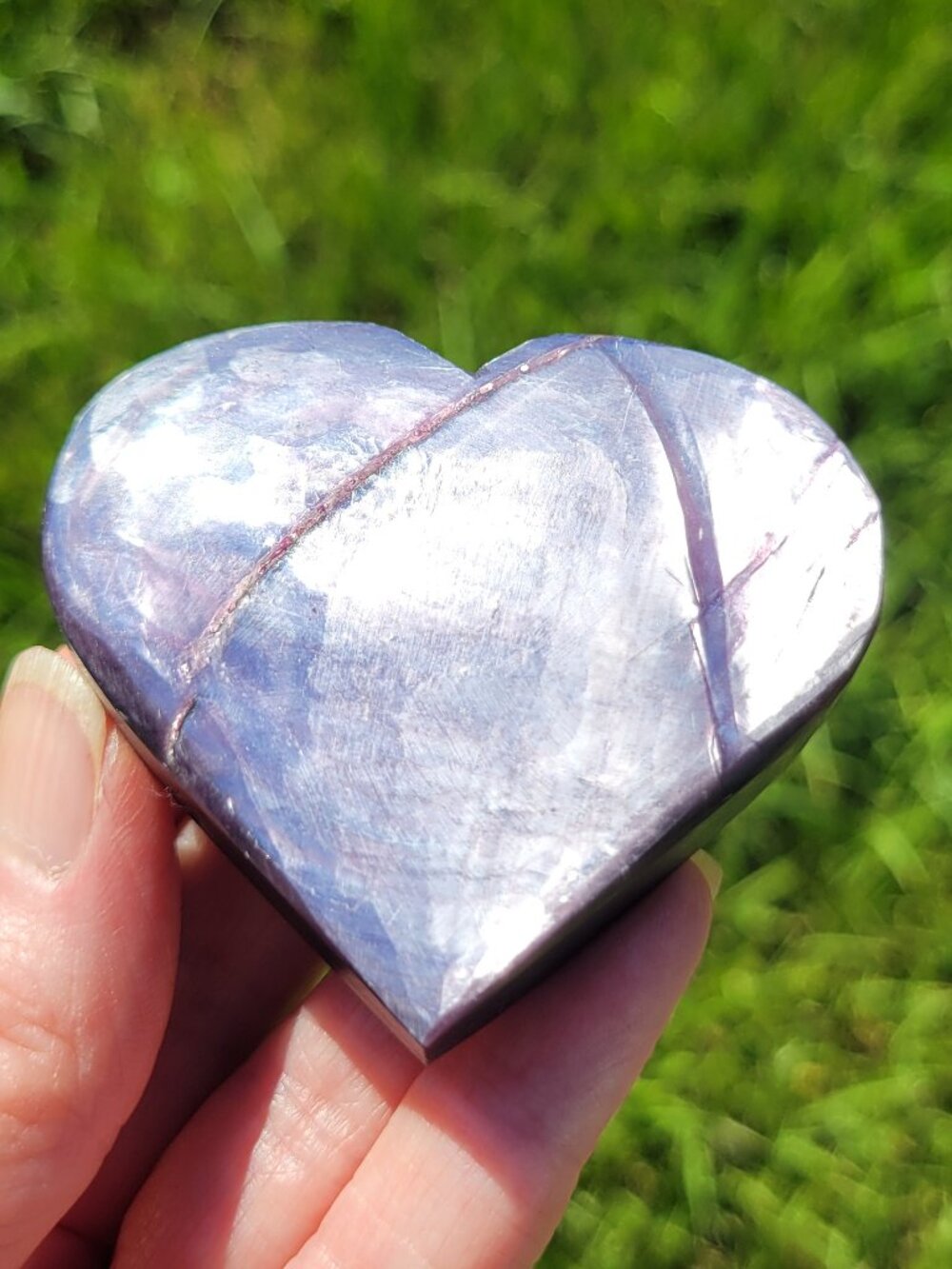 Gemmy Lepidolite Heart Palm Stone High Quality (L059)
